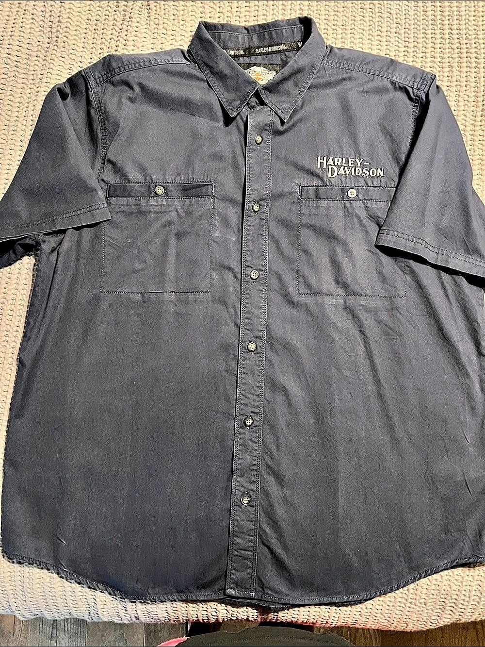 Harley-Davidson Men's Short Sleeve Button-Down Shirt Black XL